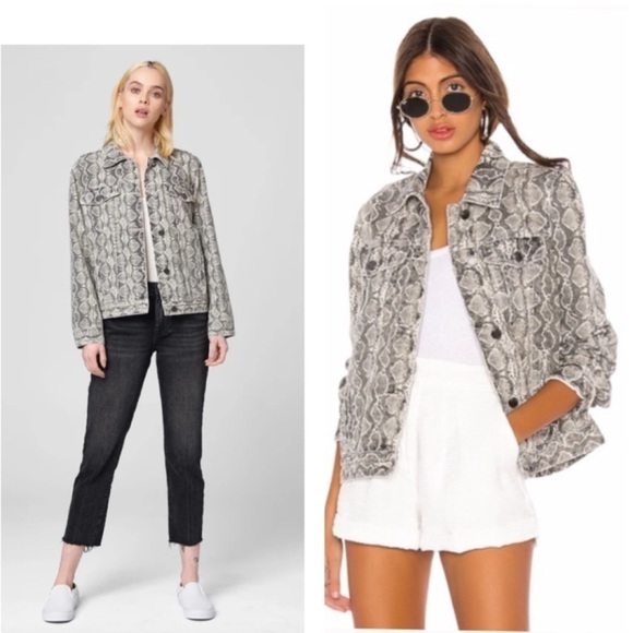 BLANK NYC Denim Trucker Jacket In Snake Print Size XS. - Picture 1 of 15